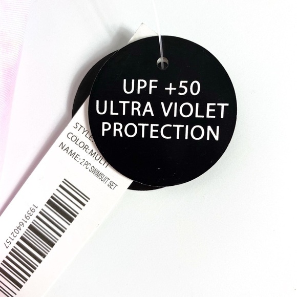 NWT Nicole Miller Girl’s 2 Piece Tie Dyed Swimsuit with Sequined Sunflower - Picture 7 of 14